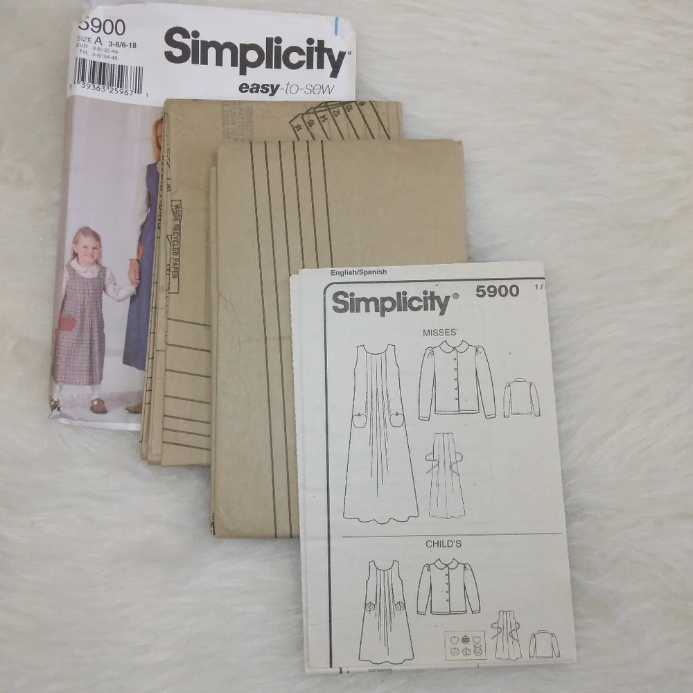 Simplicity 5900 EASY Jumper and Blouse, Child Size 3-8, Misses 6-18